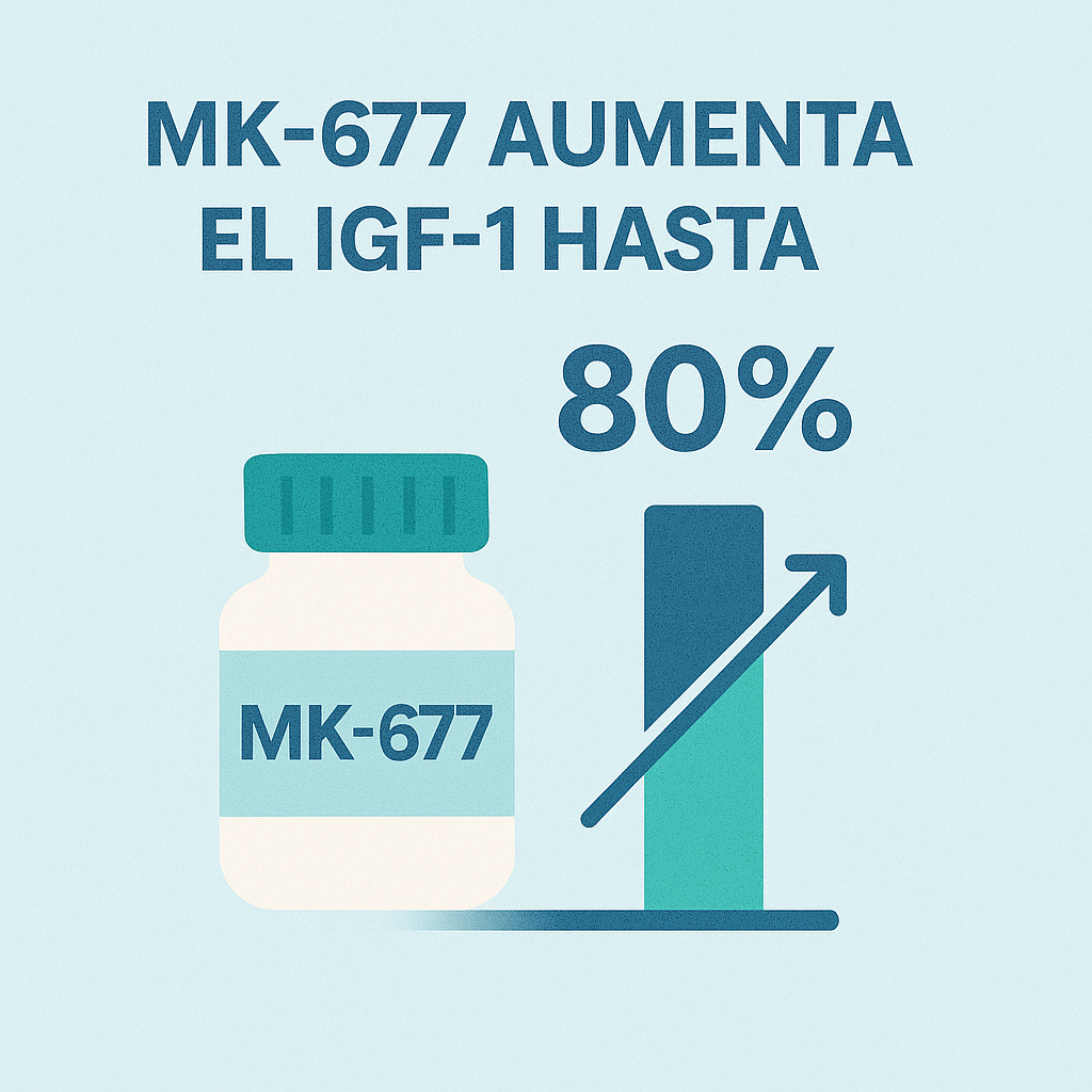 El MK-677 puede aumentar el IGF-1 hasta en un 80% en solo semanas según los ensayos clinicos.